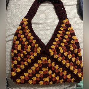 Handmade Crochet Shoulder Bag - Multicolor